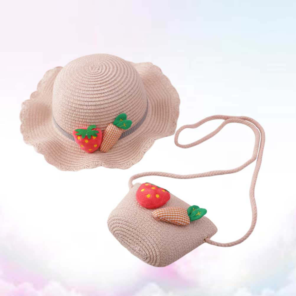 Beach Bag Straw - 1 zestaw: Dziecięcy kapelusz przeciwsłoneczny ze