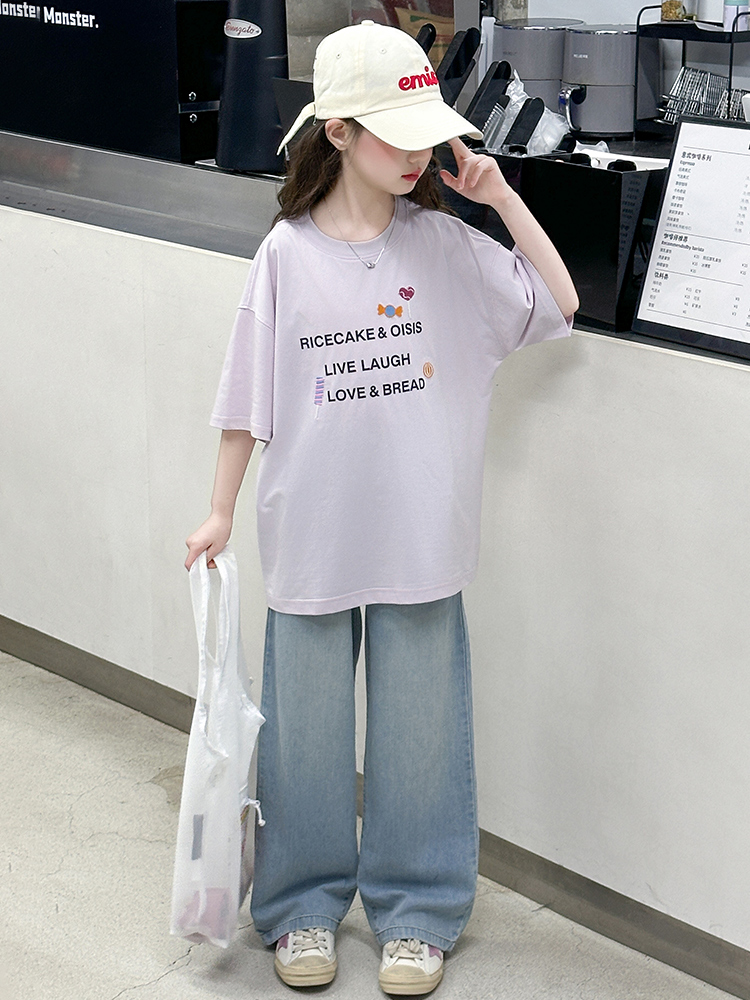 Summer Clothing Girl - Dziewczęcy letni zestaw: T-shirt z krótkim