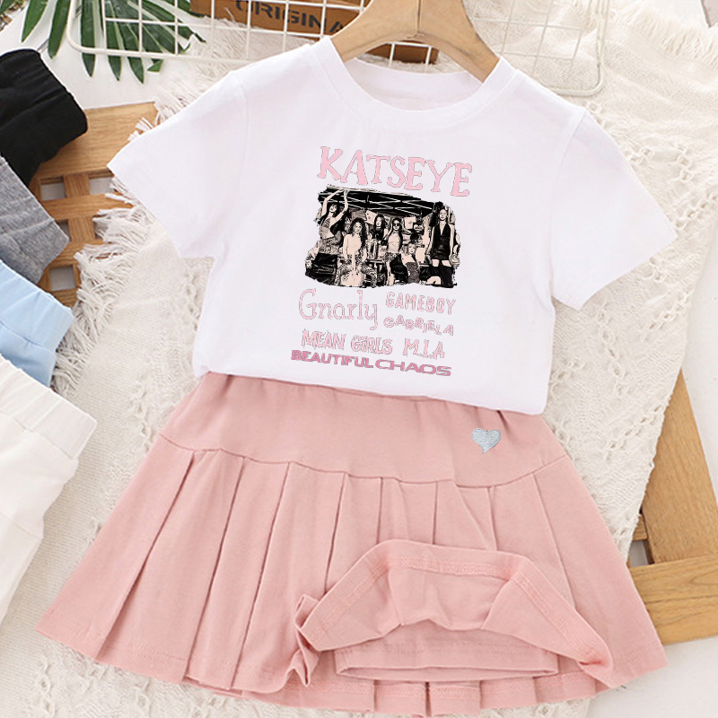 Summer Clothing Gifts - Zestaw Kpop K-KATSEYE: T-shirt + Krótka