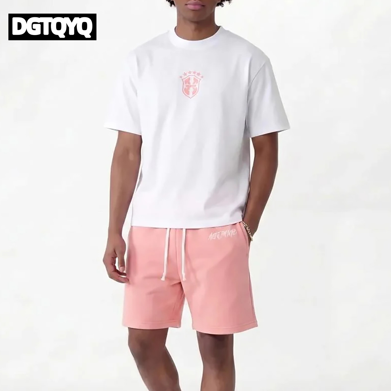Summer Clothing Cheap - Męskie letnie nowe różowe haftowane szorty