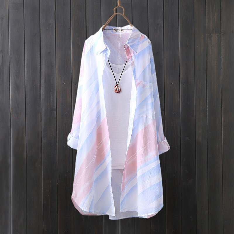 Summer Clothing Design - Szyfonowa koszula damska letnia o średniej