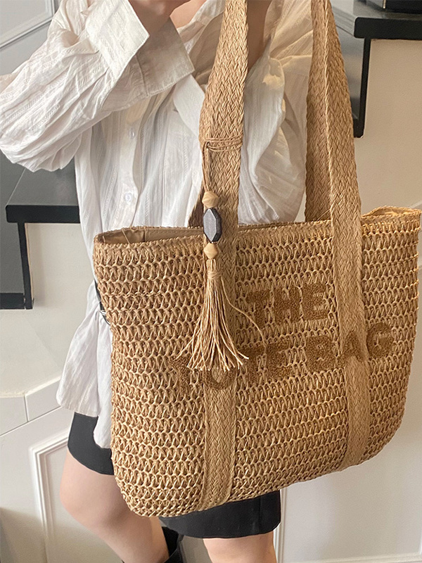 Beach Bag Straw - Letnia Torba Plażowa Duża Pojemność Słomkowa