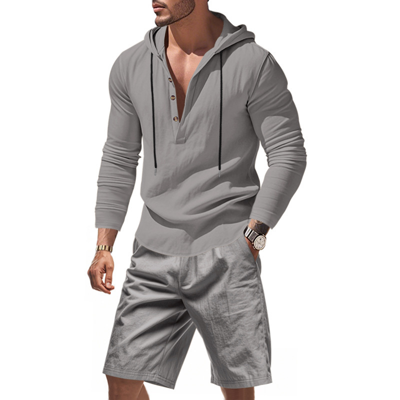 Męski lniany komplet dwuczęści – Linen Shorts Men recenzja i cena