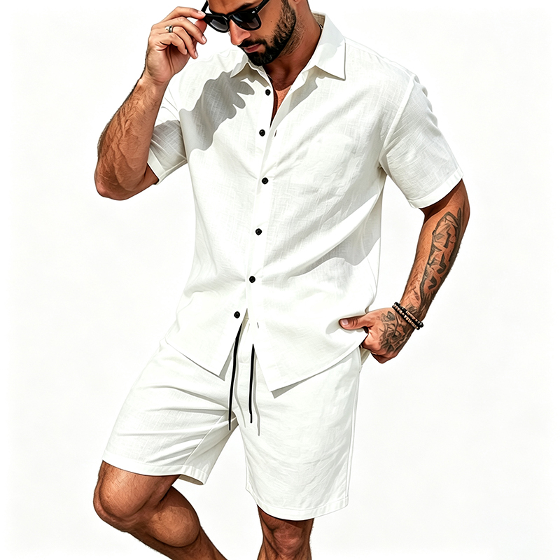 Męski lniany dwuczęściowy zest – Linen Shorts Men recenzja i cena