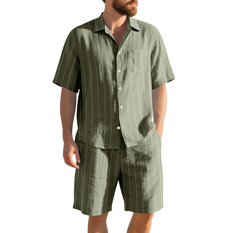 Letni lniany garnitur męski w  – Linen Shorts Men recenzja i cena