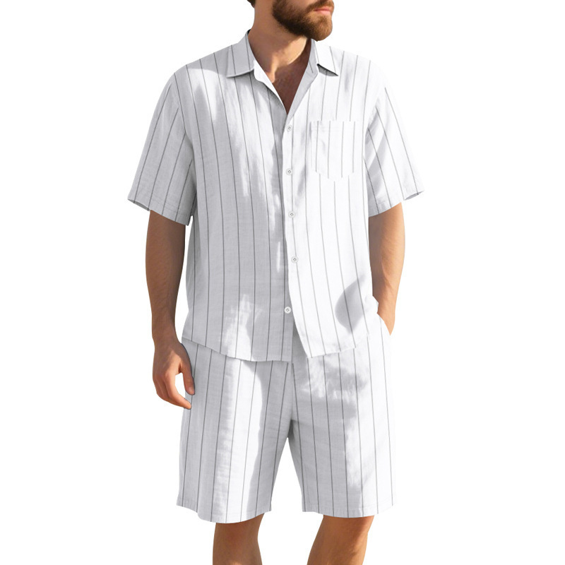 Letni lniany garnitur męski w  – Linen Shorts Men recenzja i cena