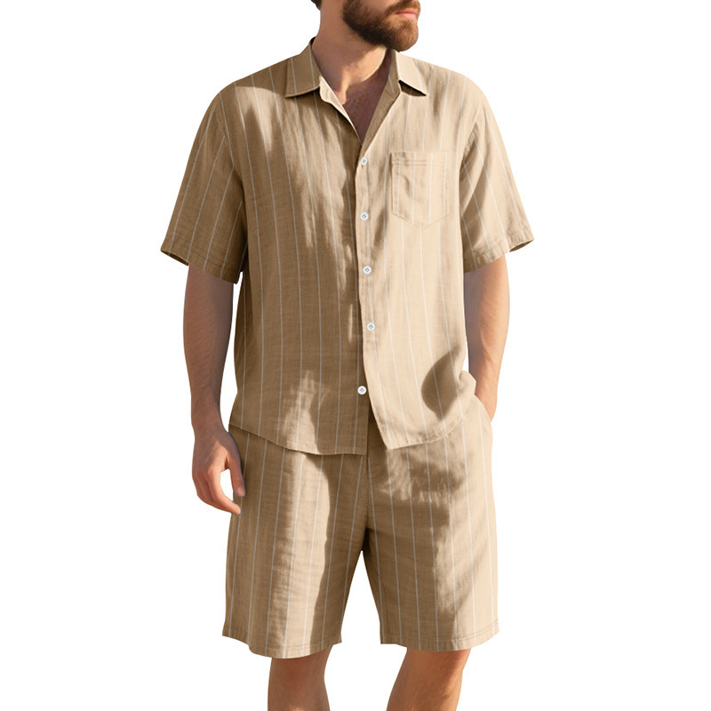 Letni lniany garnitur męski w  – Linen Shorts Men recenzja i cena