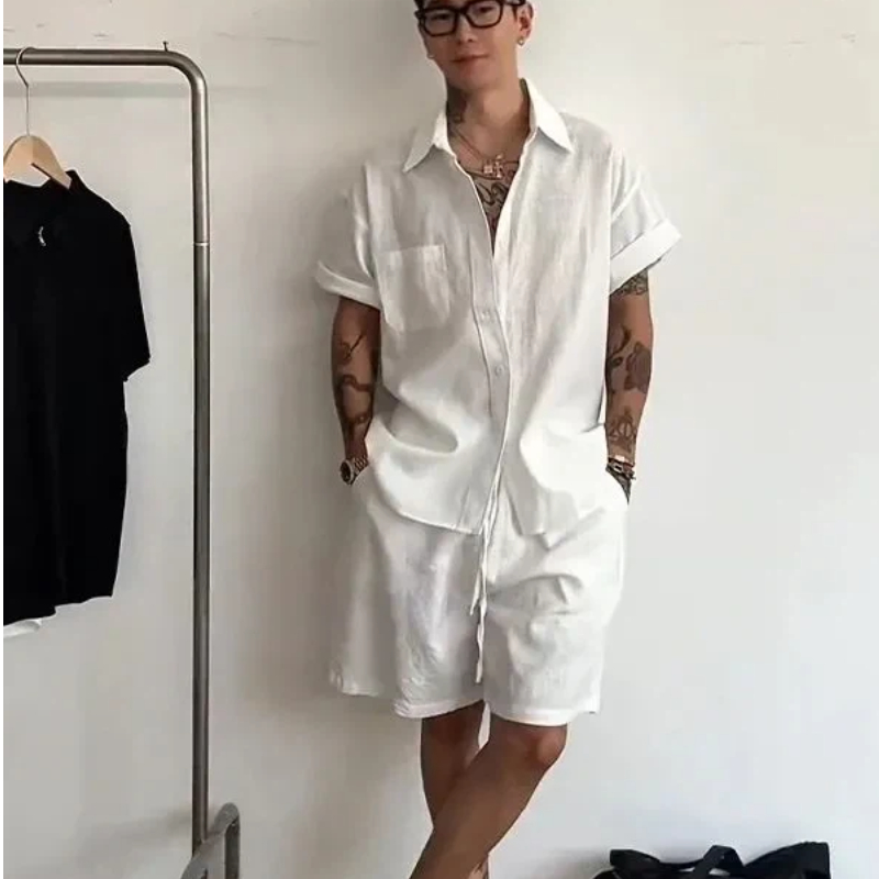 Męski lniano-bawełniany zestaw – Linen Shorts Men recenzja i cena