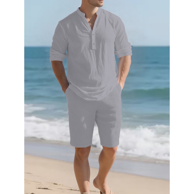 Męski biały dwuczęściowy zesta – Linen Shorts Men recenzja i cena