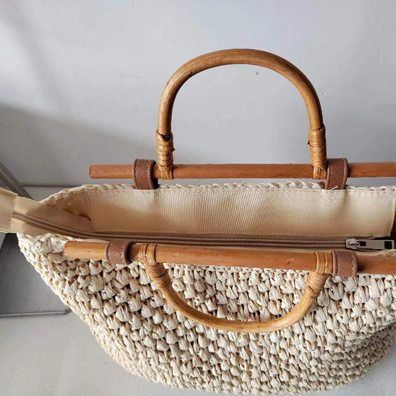 Torba ze słomy z drewnianą rąc – Beach Bag Straw recenzja i cena