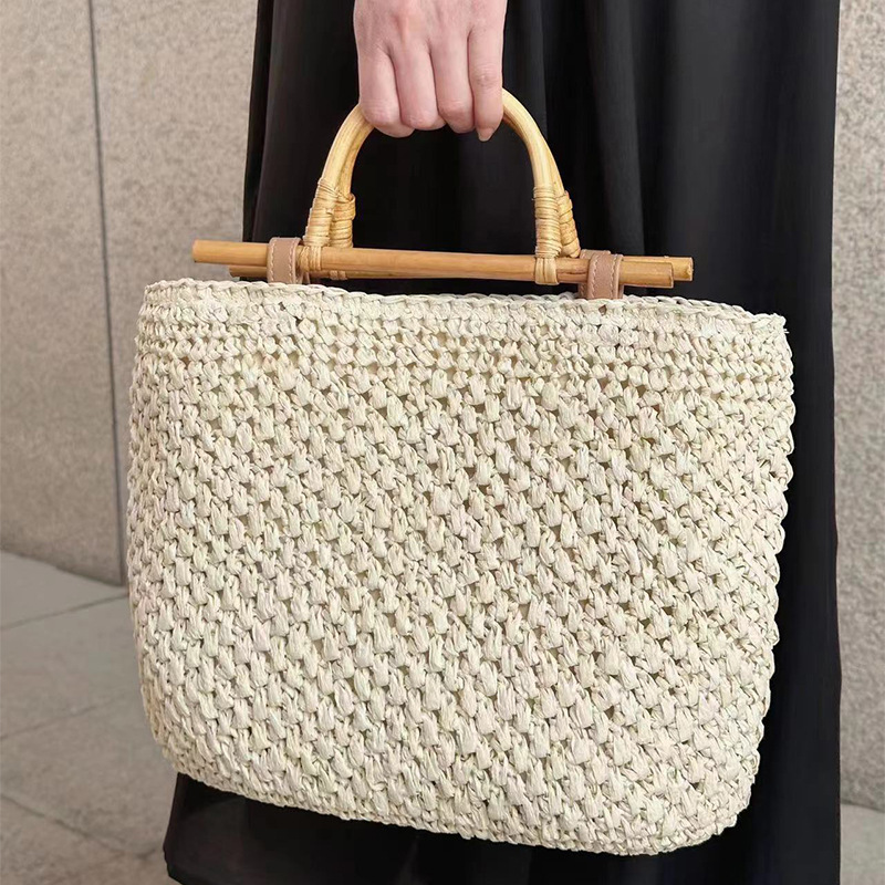 Torba ze słomy z drewnianą rąc – Beach Bag Straw recenzja i cena