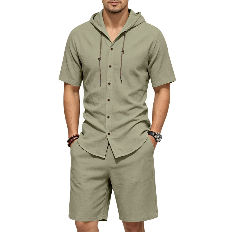 Męski letni lniany dwuczęściow – Linen Shorts Men recenzja i cena