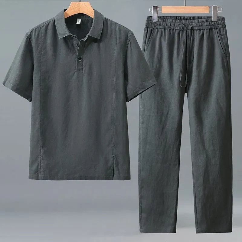 Męski letni lniany komplet dwu – Linen Shorts Men recenzja i cena