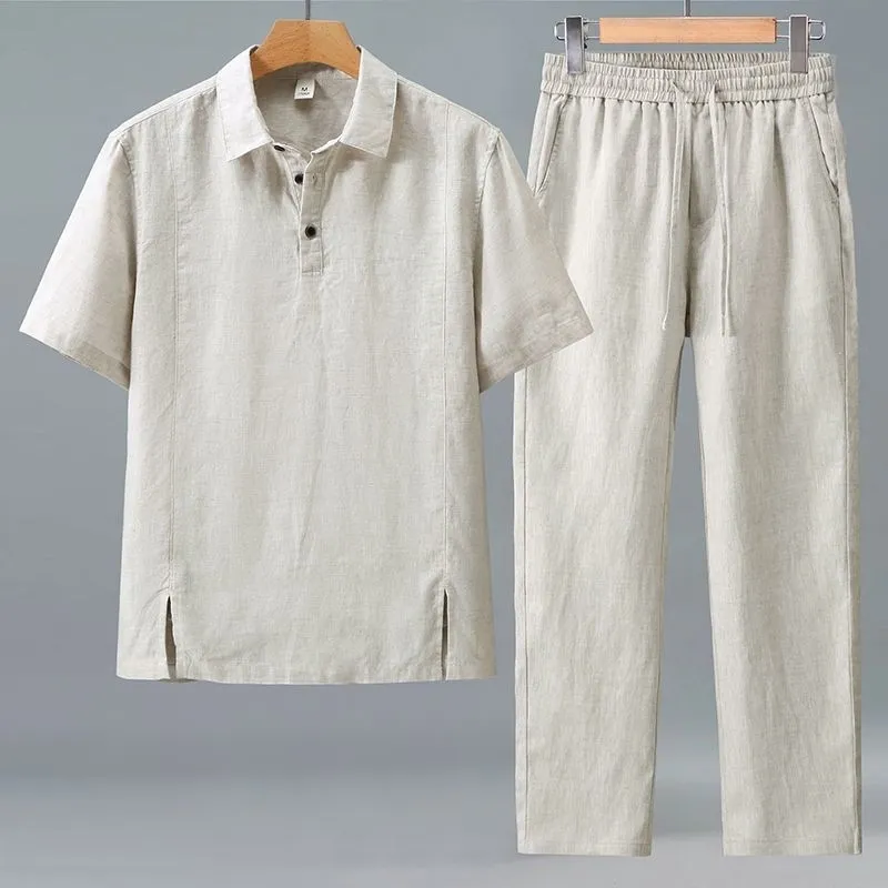 Męski letni lniany komplet dwu – Linen Shorts Men recenzja i cena