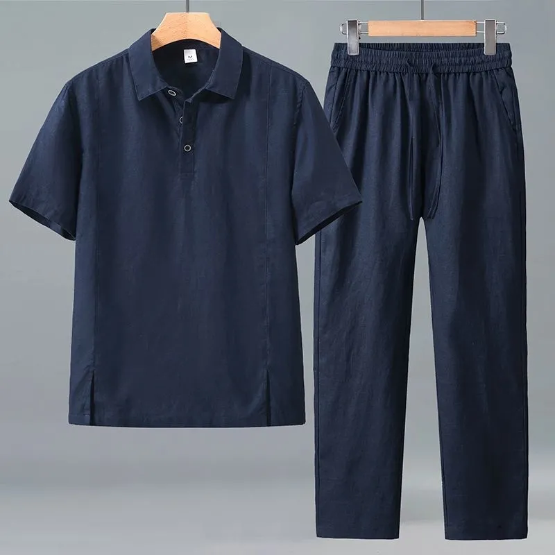 Męski letni lniany komplet dwu – Linen Shorts Men recenzja i cena