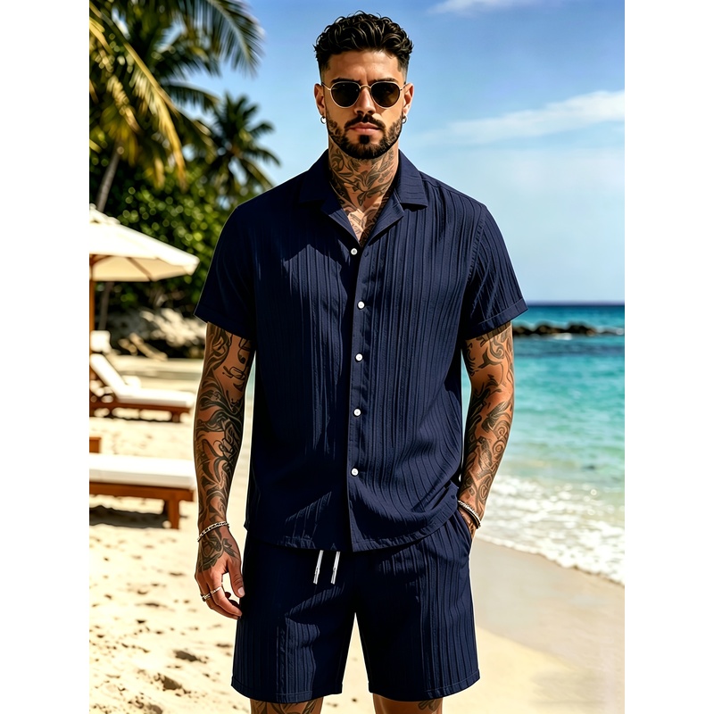 Męski letni zestaw casualowy,  – Summer Knit Clothing recenzja i cena