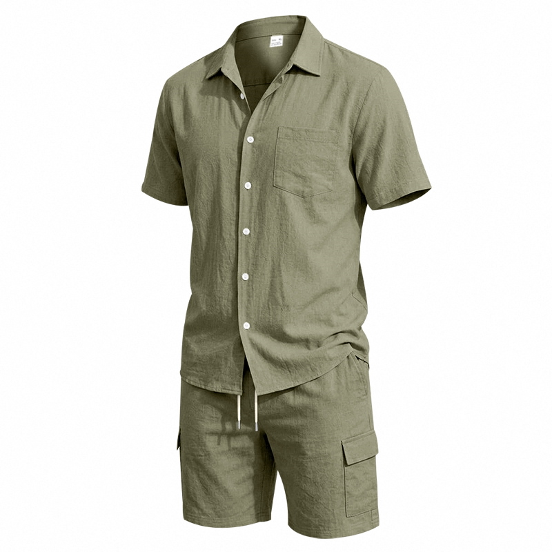 Męski letni lniany dwuczęściow – Linen Shorts Men recenzja i cena