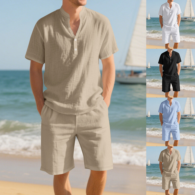Letni luźny lniany męski zesta – Linen Shorts Men recenzja i cena