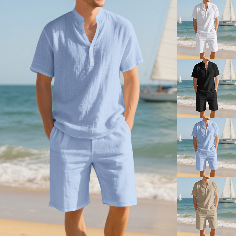 Letni luźny lniany męski zesta – Linen Shorts Men recenzja i cena