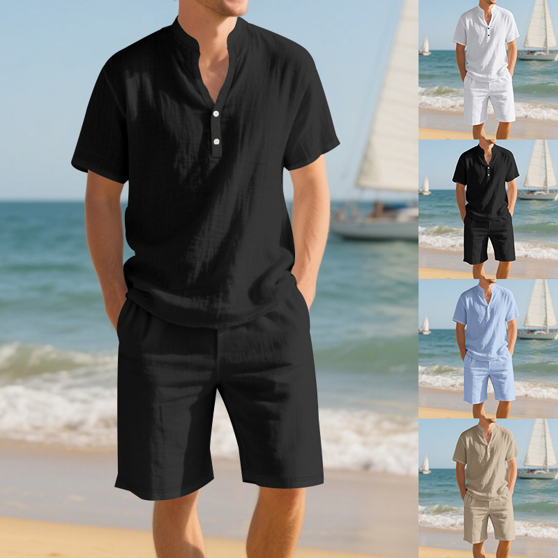 Letni luźny lniany męski zesta – Linen Shorts Men recenzja i cena